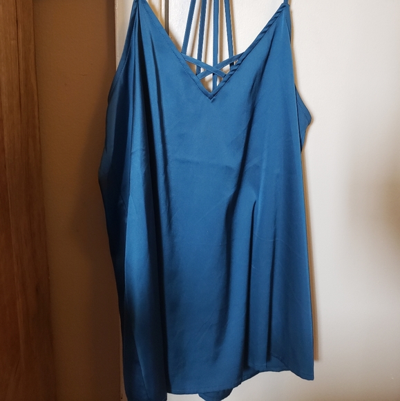 Satin Blue Tank Top - Picture 2 of 3